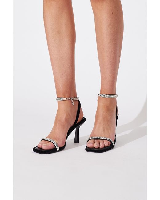 St.Frock Alaiza Diamante Ankle Strap Velvet Stiletto Heels by