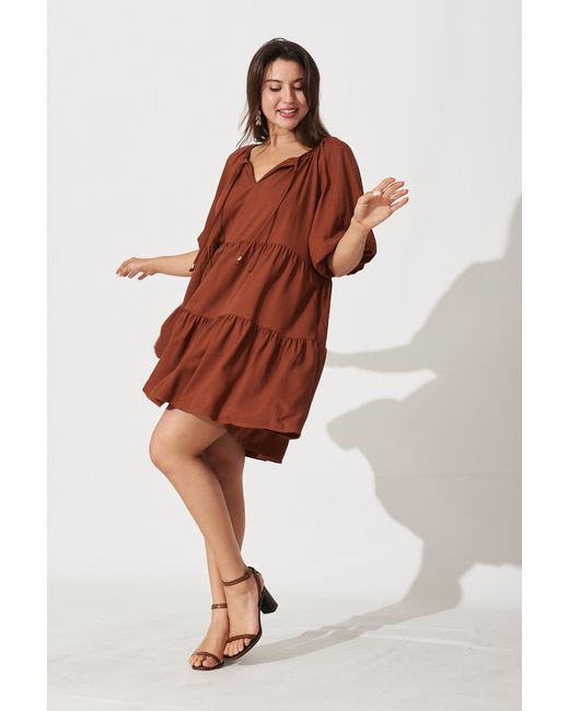 St.Frock Enamour Smock Dress 3/4 sleeve Chocolate by