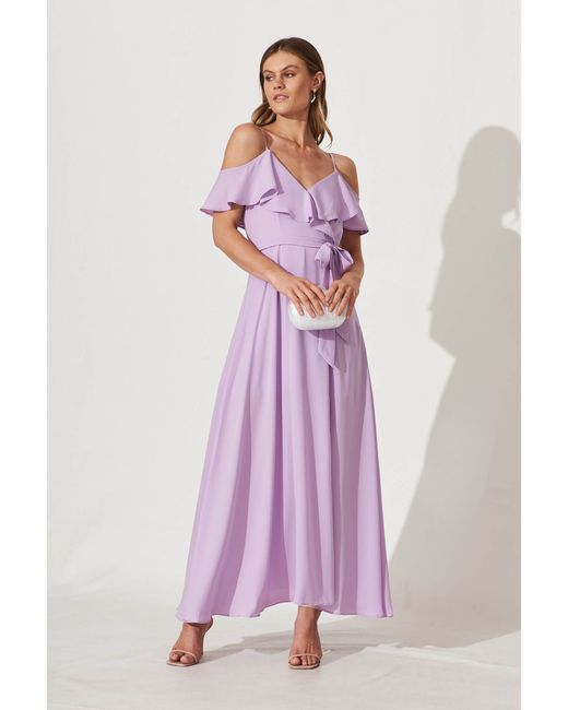 St.Frock Party Marit Maxi Dress Off the shoulder Lilac by