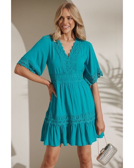 St.Frock Macca Dress Half sleeve Turquoise by
