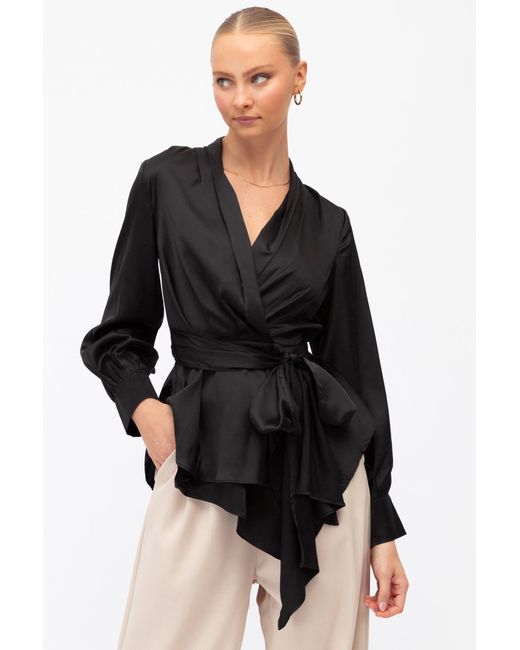 St.Frock Party Wanda Wrap Top Full length sleeve Satin by