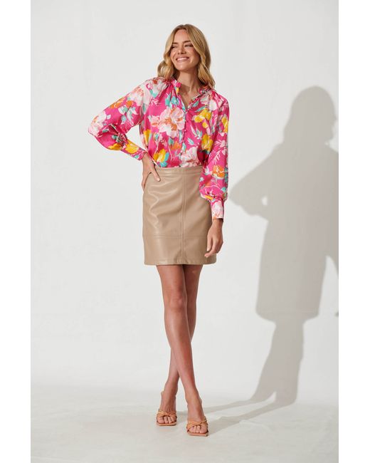 St.Frock Party Percy Shirt Full length sleeve Hot Multi Floral Satin by
