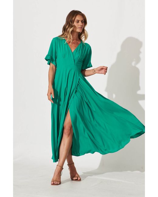 St.Frock Rondal Maxi Wrap Dress Short sleeve Jade by