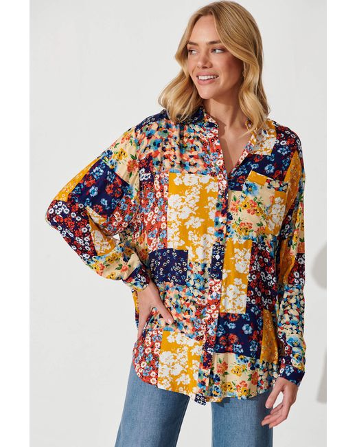 St.Frock Freestyle Shirt Full length sleeve Multi Patchwork Print by
