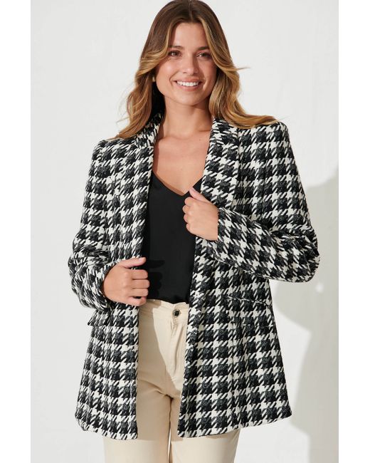 St.Frock Malta Blazer Full length sleeve With White Houndstooth Jacquard by