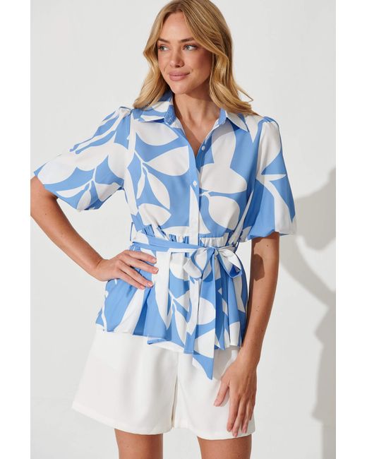 St.Frock Nesta Shirt Short sleeve And White Print by