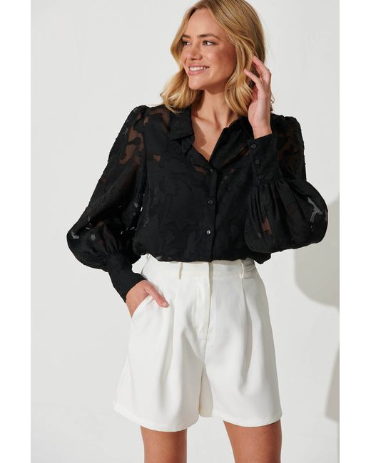 St.Frock Party Vanessa Shirt Full length sleeve Burnout Chiffon by