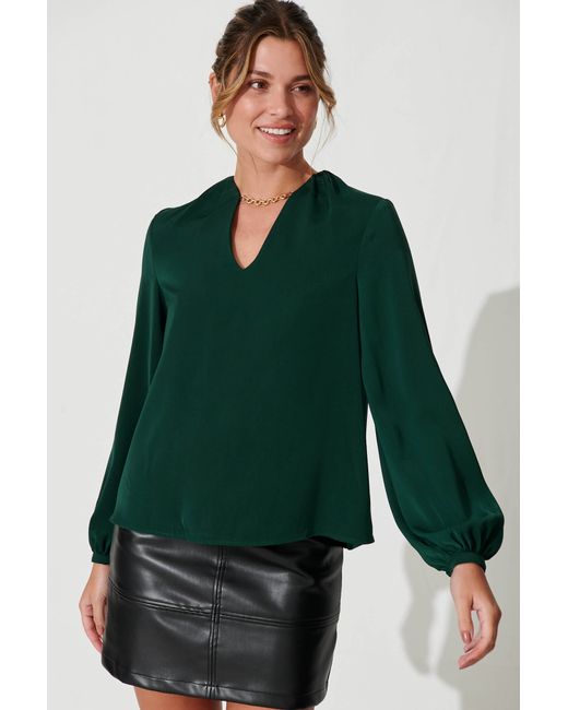 St.Frock Party Rydell Shirt With Chain Detail Full length sleeve Emerald Satin by
