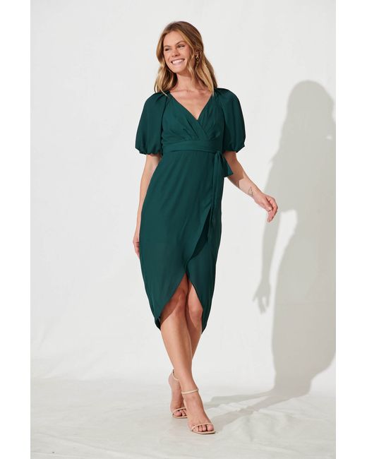 St.Frock Party Atelier Midi Dress Half sleeve Emerald Chiffon by