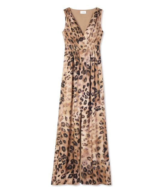 St. John Painted Leopard Print Long Dress