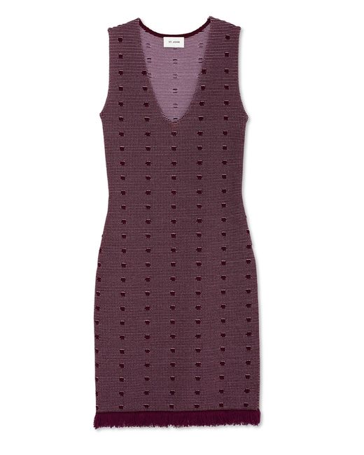 St. John Bi-Tonal Knit V-Neck Dress
