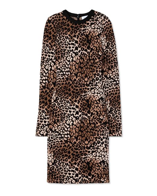 St. John Long Sleeve Leopard Print Dress