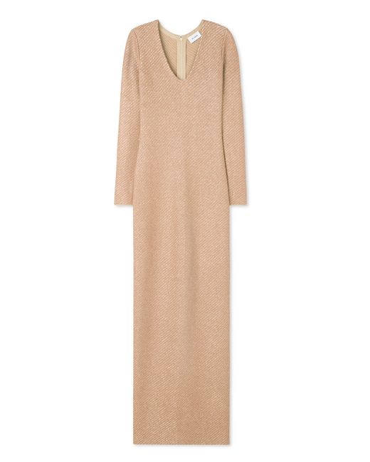 St. John Sequin Stretch Twill Knit V-Neck Gown