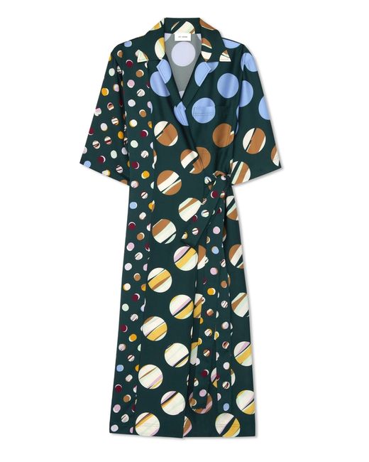 St. John Collage Dot Belted Wrap Dress