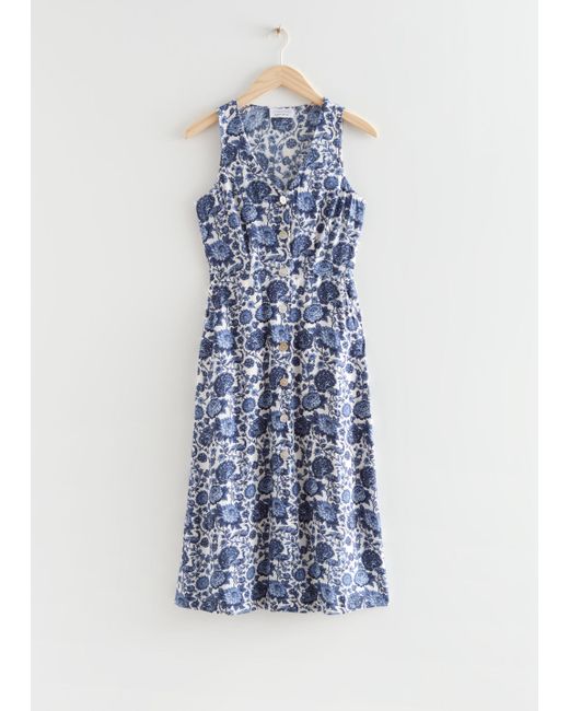 Other Stories Buttoned Printed Midi Dress