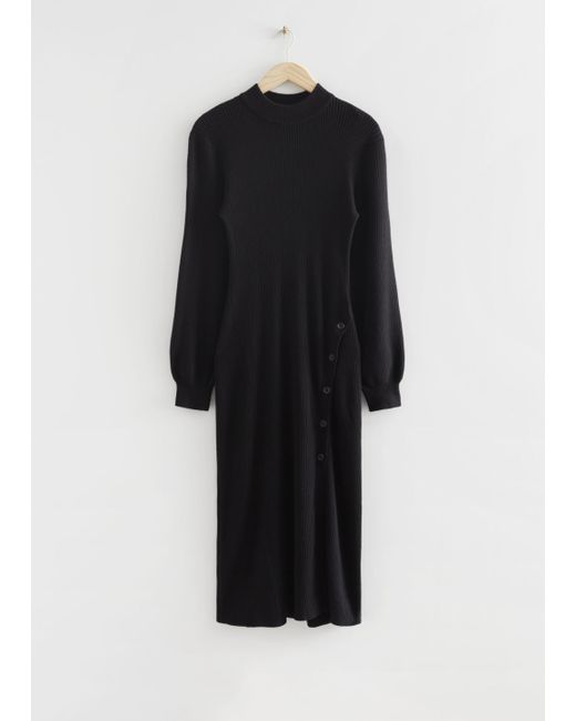 Other Stories Buttoned Rib Knit Dress