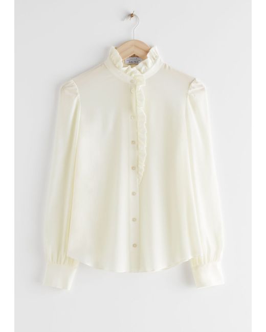 Other Stories Ruffled Mulberry Silk Blouse