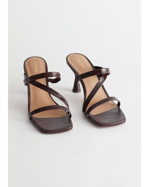 Other Stories Croc Embossed Heeled Sandals