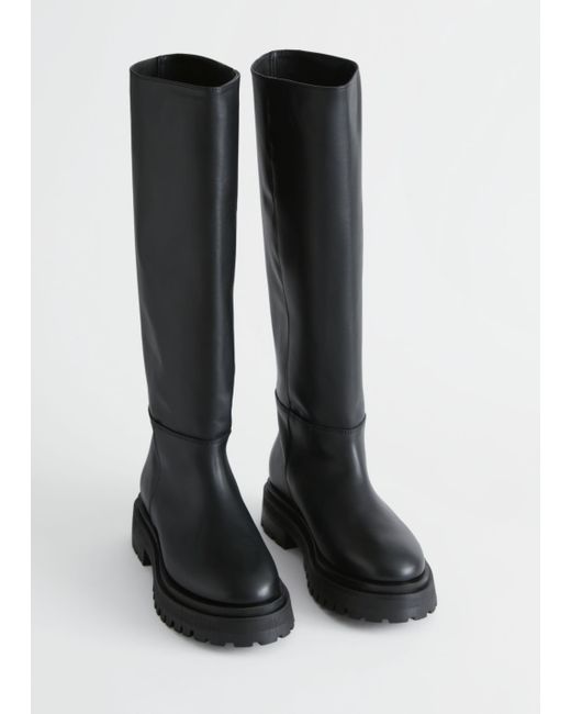Other Stories Chunky Tall Leather Boots