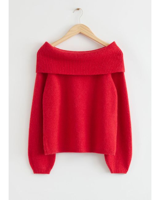 Other Stories Chunky Off Shoulder Cashmere Sweater