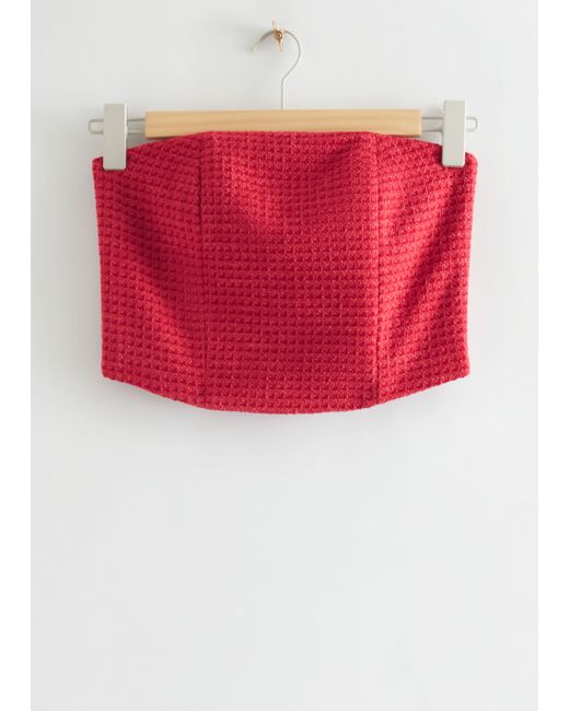 Other Stories Tweed Bustier Cropped Top