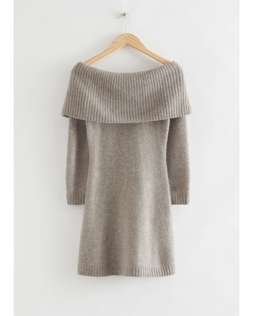 Other Stories Off-Shoulder Wool Mini Dress