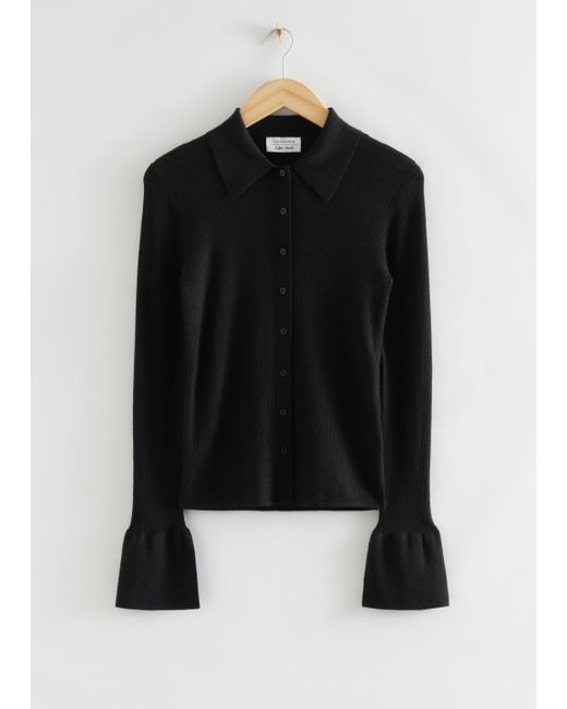 Other Stories Fitted Ribbed Wool Shirt