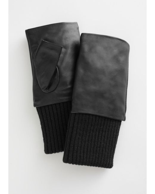 Other Stories Leather Mitten Fingerless Gloves