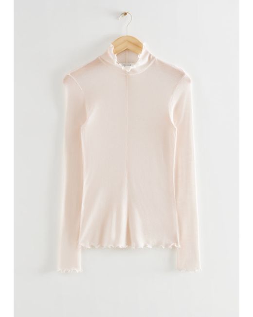Other Stories Frilled Tight Mock Neck Top