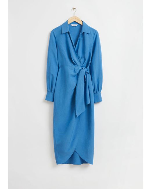 Other Stories Collared Wrap Midi Dress
