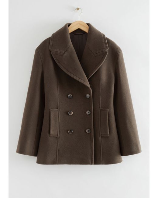 Other Stories Double-Breasted Italian Wool Pea Coat