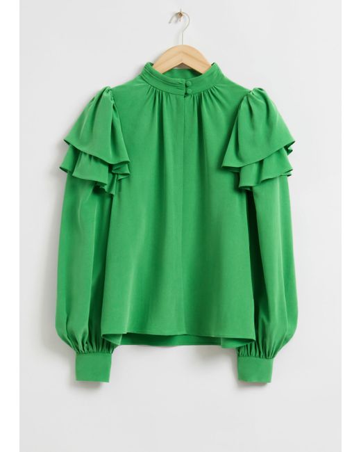 Other Stories Mulberry Silk Layered Frilled Blouse