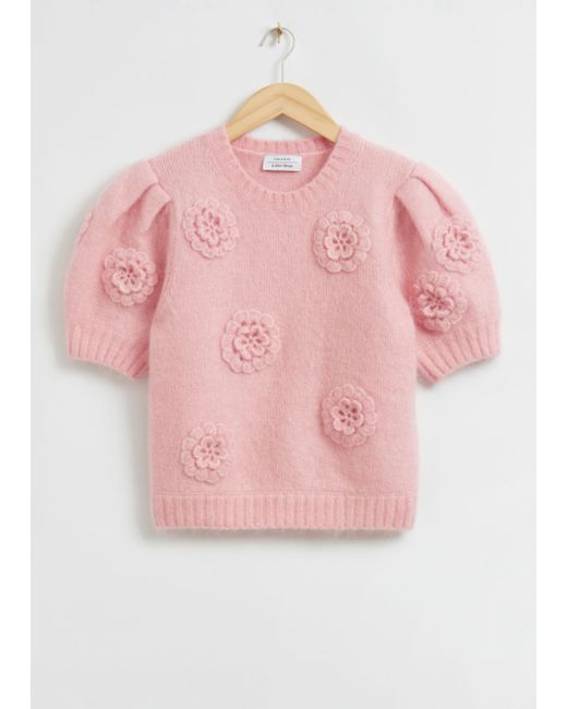 Other Stories Loose-Fit Rose Knitted Top