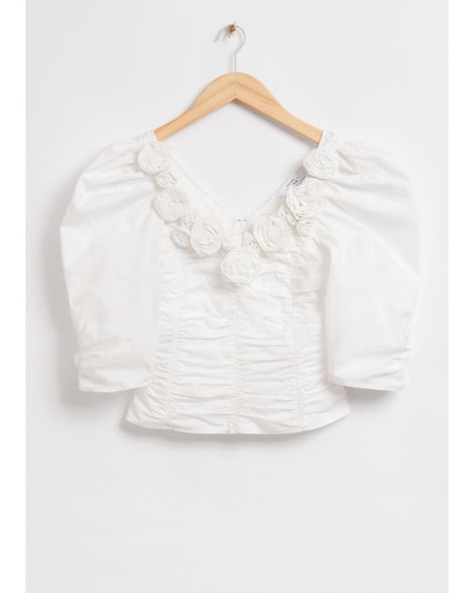 Other Stories Rose Adorned Balloon Sleeve Blouse