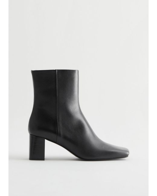 Other Stories Squared Toe Leather Boots