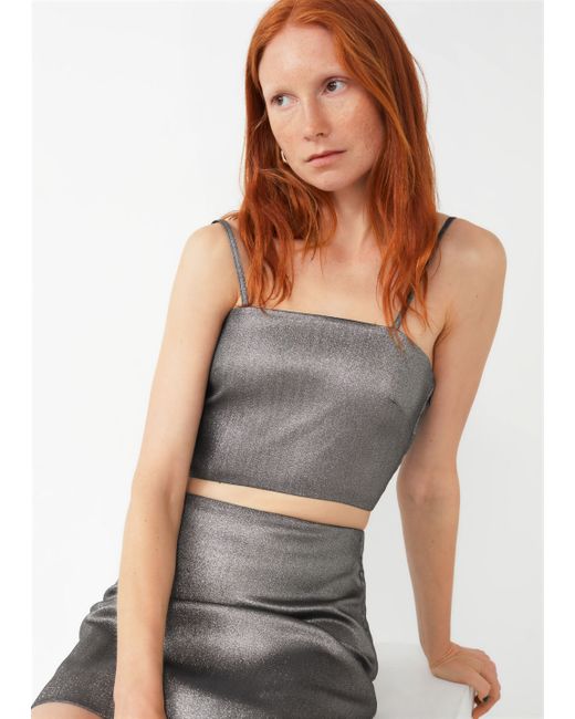 Other Stories Metallic Strappy Cropped Top
