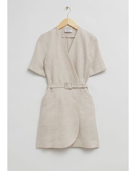 Other Stories Tailored Linen Belted Mini Dress