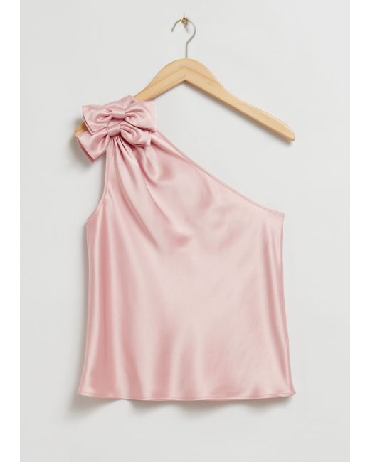 Other Stories One Shoulder Satin Bow Top