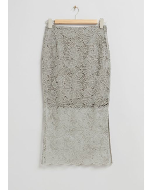 Other Stories Decorative Lace Pencil Skirt