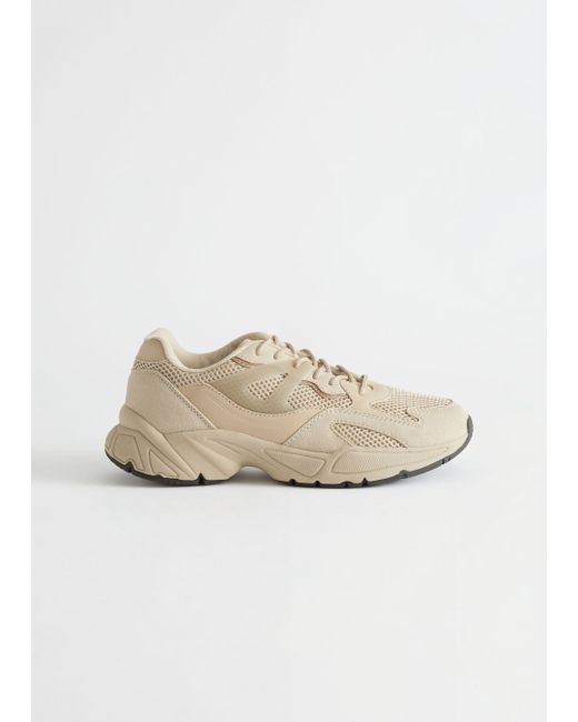 Other Stories Chunky Leather Mesh Sneakers