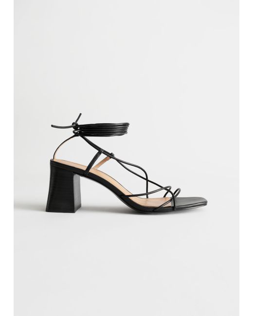 Other Stories Leather Strappy Lace Up Heeled Sandals