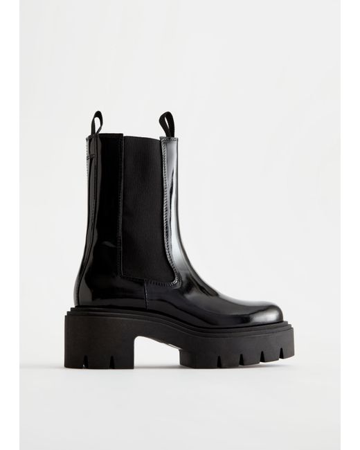 Other Stories Chunky Platform Chelsea Leather Boots