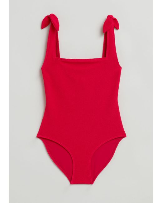 Other Stories Textured Bow Tie Swimsuit