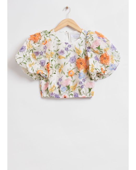 Other Stories Voluminous Puff Sleeve Embroidered Blouse