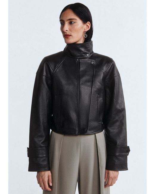 Other Stories Cropped Leather Jacket