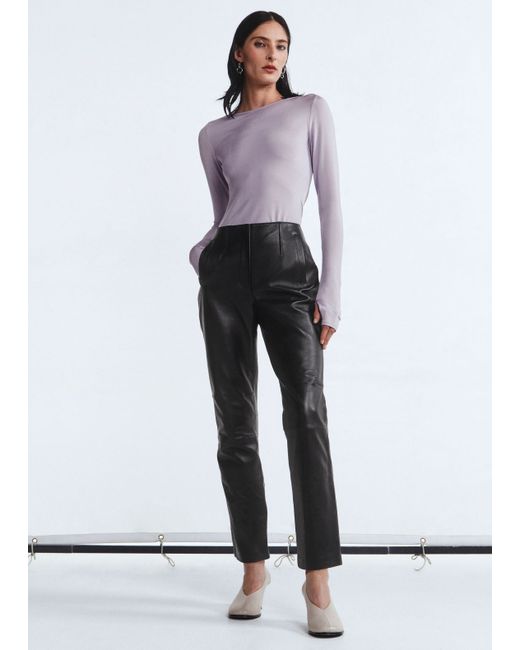 Other Stories Cropped Leather Trousers