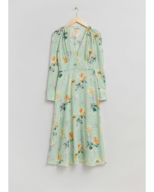 Other Stories Buttoned V-Cut Midi Dress