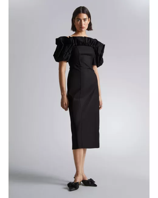 Other Stories Ruffled Off-Shoulder Midi Dress
