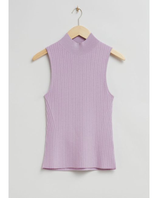 Other Stories Sleeveless Mock Neck Ribbed Top