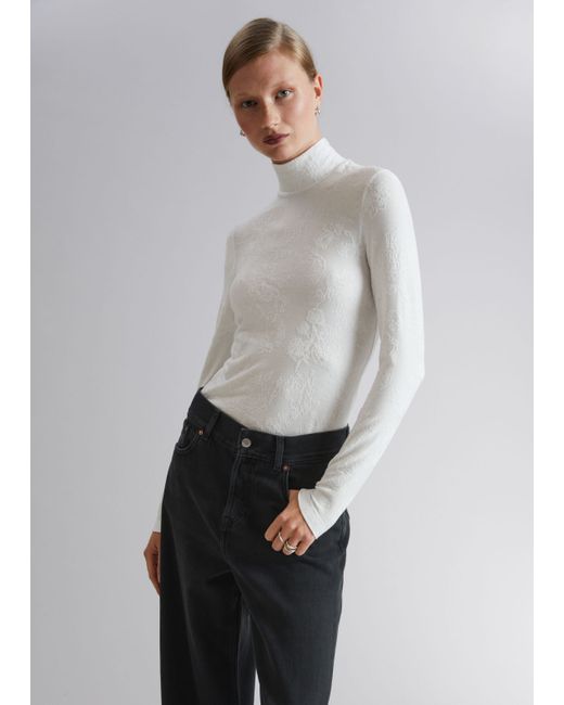 Other Stories Mock Neck Jacquard Top